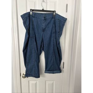 Lane Bryant Women’s Plus Size 22 Chambray Capri Crop Pants Blue Denim Cotton Ble
